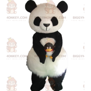 BIGGYMONKEY™ Maskottchenkostüm schwarz-weißer Panda, weich und