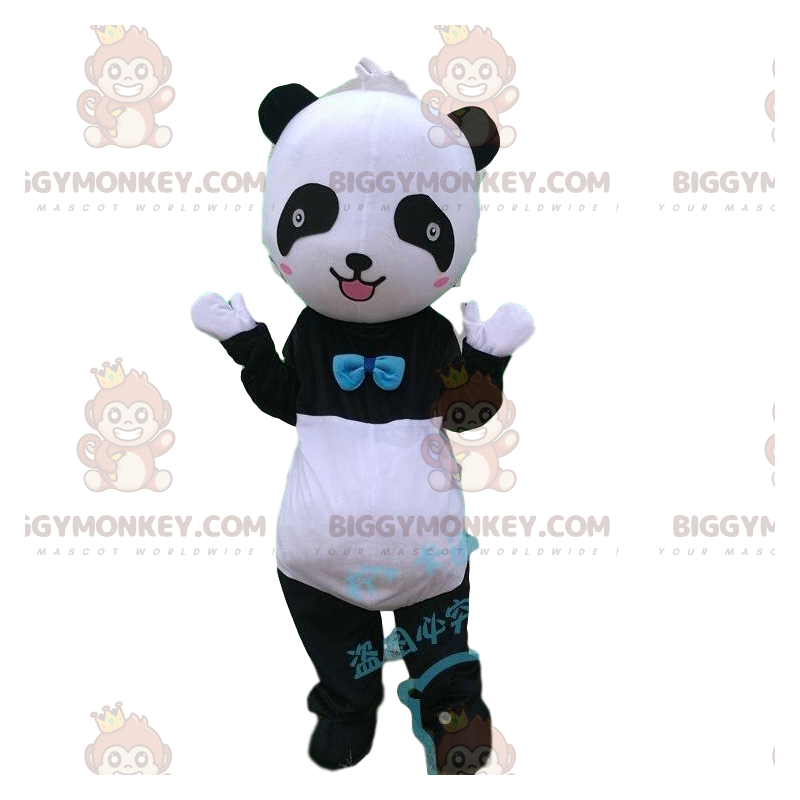 Mustavalkoinen Panda BIGGYMONKEY™ maskottiasu, mustavalkoinen