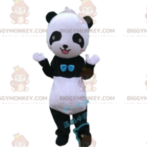 Svart och vit Panda BIGGYMONKEY™ maskotdräkt, svart och vit