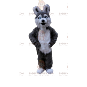 Costume de mascotte BIGGYMONKEY™ de chien husky, costume de