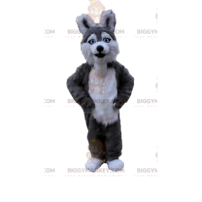 BIGGYMONKEY™ Husky Dog Mascot Costume, Gray and White Wolfdog