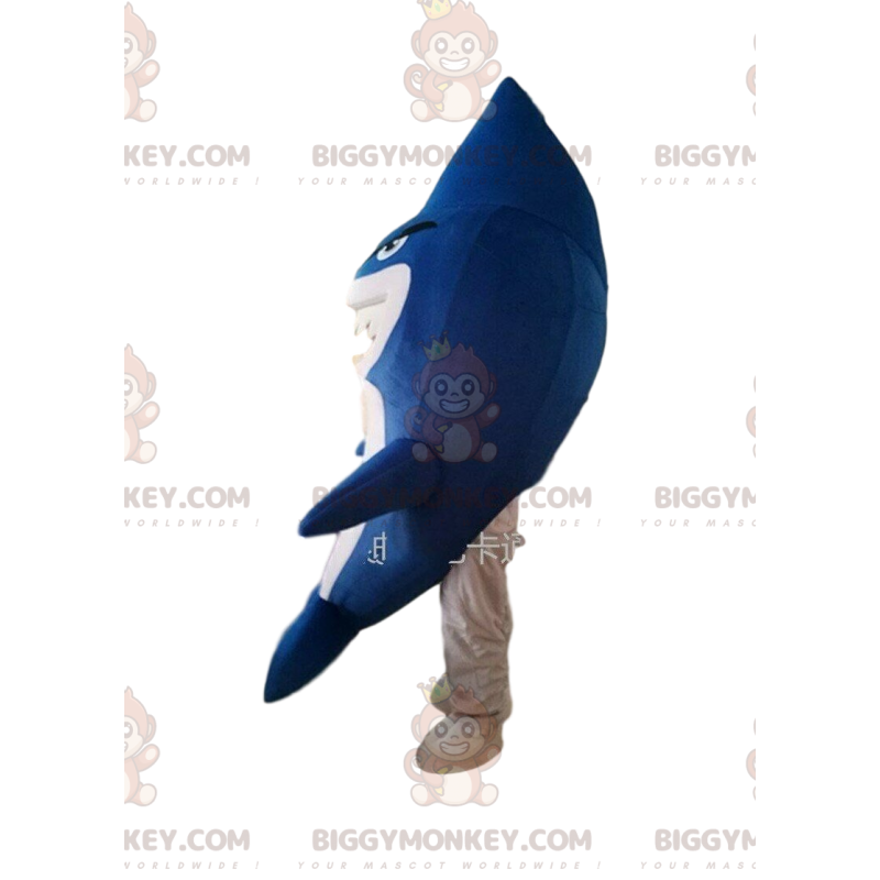 Costume de mascotte BIGGYMONKEY™ de requin bleu et blanc