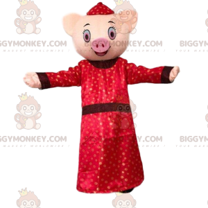 Costume de mascotte BIGGYMONKEY™ de cochon habillé d'une tenue