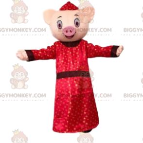 Costume da mascotte di maiale BIGGYMONKEY™ vestito con abiti