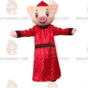 Disfraz de mascota Pig BIGGYMONKEY™ vestido con un traje
