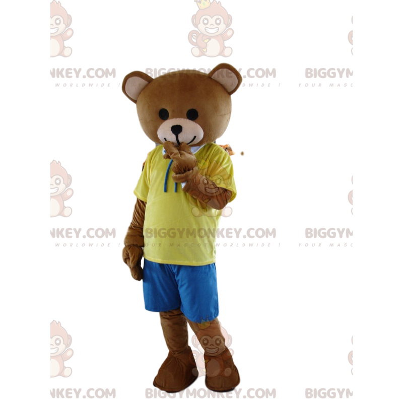 Meget sød brun bjørn BIGGYMONKEY™ maskot kostume, beige bamse