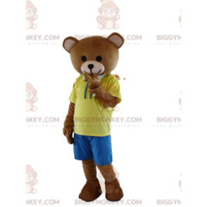 Very cute brown bear BIGGYMONKEY™ mascot costume, beige teddy