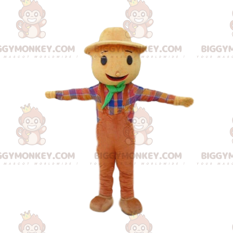 Smiling Scarecrow BIGGYMONKEY™ Mascot Costume, Farm Costume –