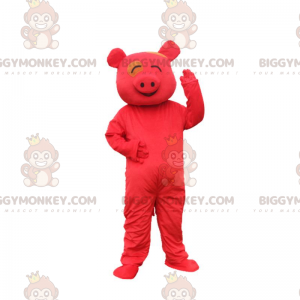 Costume de mascotte BIGGYMONKEY™ de cochon rouge à l'air