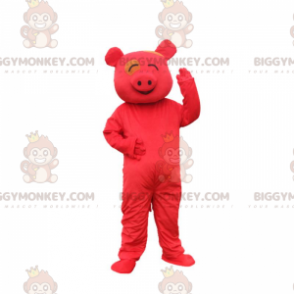 Traje de mascote BIGGYMONKEY™ sorrindo com aparência de porco