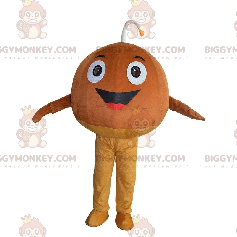 Giant Chestnut BIGGYMONKEY™ maskottiasu, hymyilevä kastanja-asu