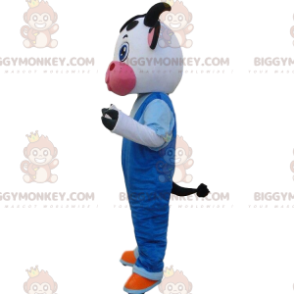 Hvid og sort ko BIGGYMONKEY™ maskotkostume med overalls -