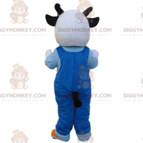 Hvid og sort ko BIGGYMONKEY™ maskotkostume med overalls -