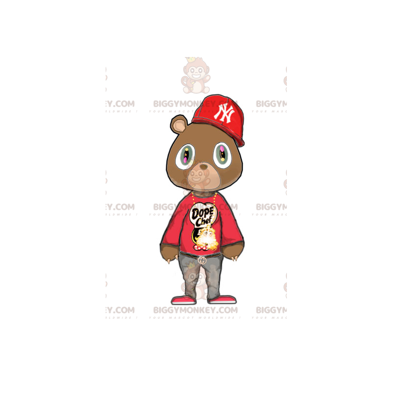 BIGGYMONKEY™ Costume da mascotte Orso bruno in abito hip-hop