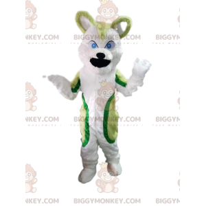 BIGGYMONKEY™ costume mascotte cane husky verde e bianco