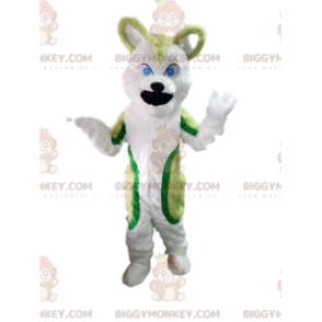 BIGGYMONKEY™ costume mascotte cane husky verde e bianco