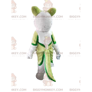 BIGGYMONKEY™ maskotdräkt grön och vit huskyhund, kostym för