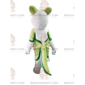 BIGGYMONKEY™ maskotdräkt grön och vit huskyhund, kostym för