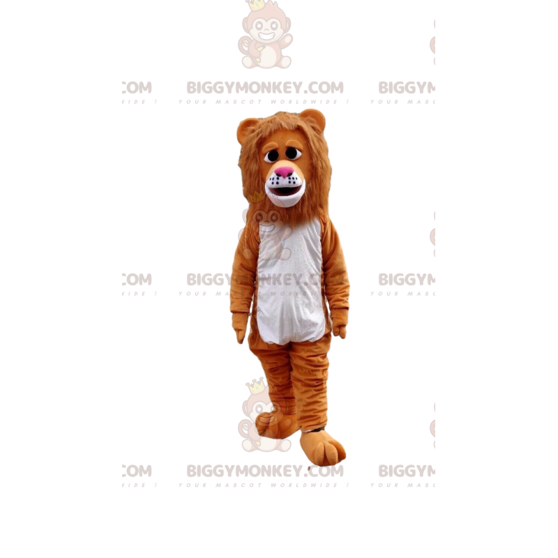 Sad looking brown lion BIGGYMONKEY™ mascot costume, feline