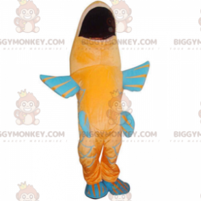 Costume da mascotte BIGGYMONKEY™ pesce arancione e blu, costume