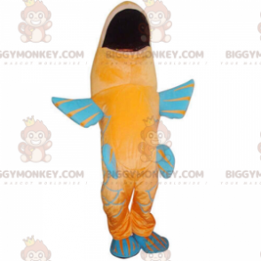 Oranssi ja sininen kala BIGGYMONKEY™ maskottiasu, värikäs