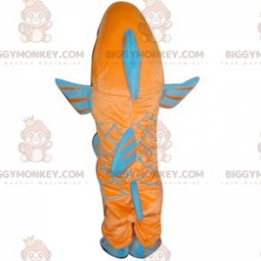 Orange and blue fish BIGGYMONKEY™ mascot costume, colorful carp