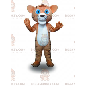 BIGGYMONKEY™ maskotdräkt av brun och vit tigerunge, kattdräkt -