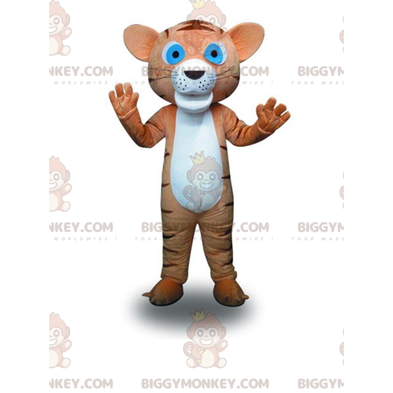 BIGGYMONKEY™ costume mascotte di cucciolo di tigre marrone e