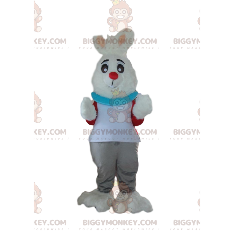 BIGGYMONKEY™ Mascot Costume White Rabbit Dress Up, Plush Rabbit