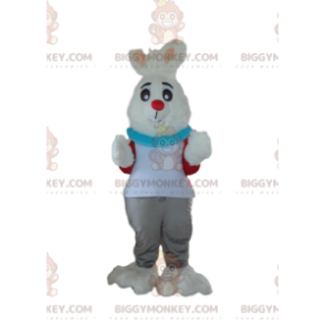 BIGGYMONKEY™ maskottiasu, valkoinen kanin puku, pehmoinen kanin