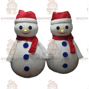 Duo de mascottes BIGGYMONKEY™ de bonshommes de neige, costume