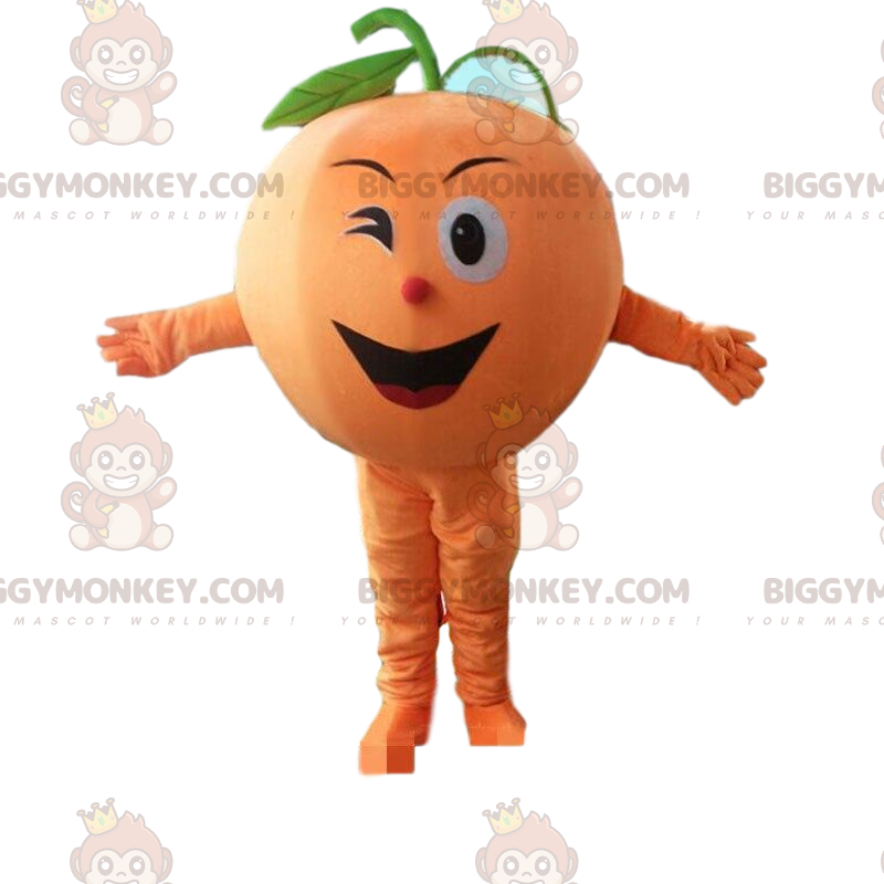 Costume da mascotte BIGGYMONKEY™ arancione sorridente gigante