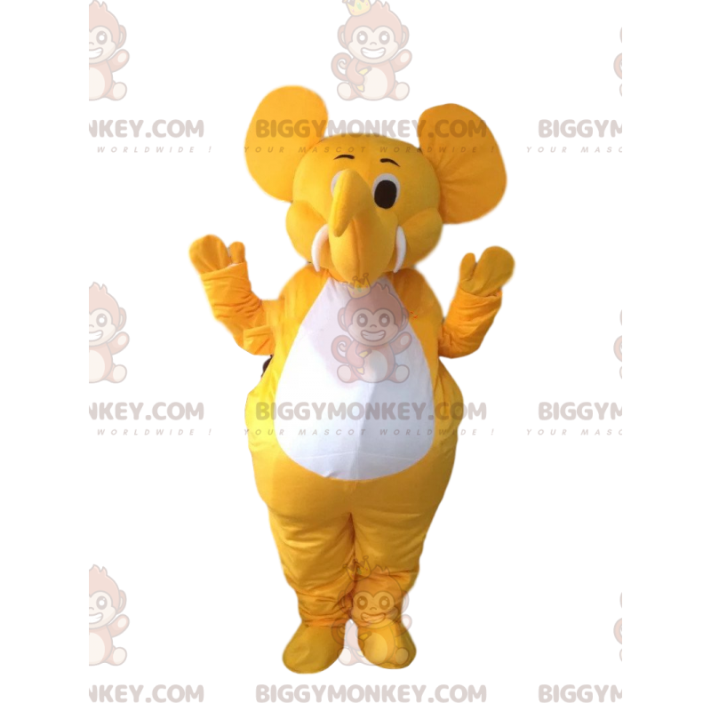 BIGGYMONKEY™ mascottekostuum van gele en witte olifant
