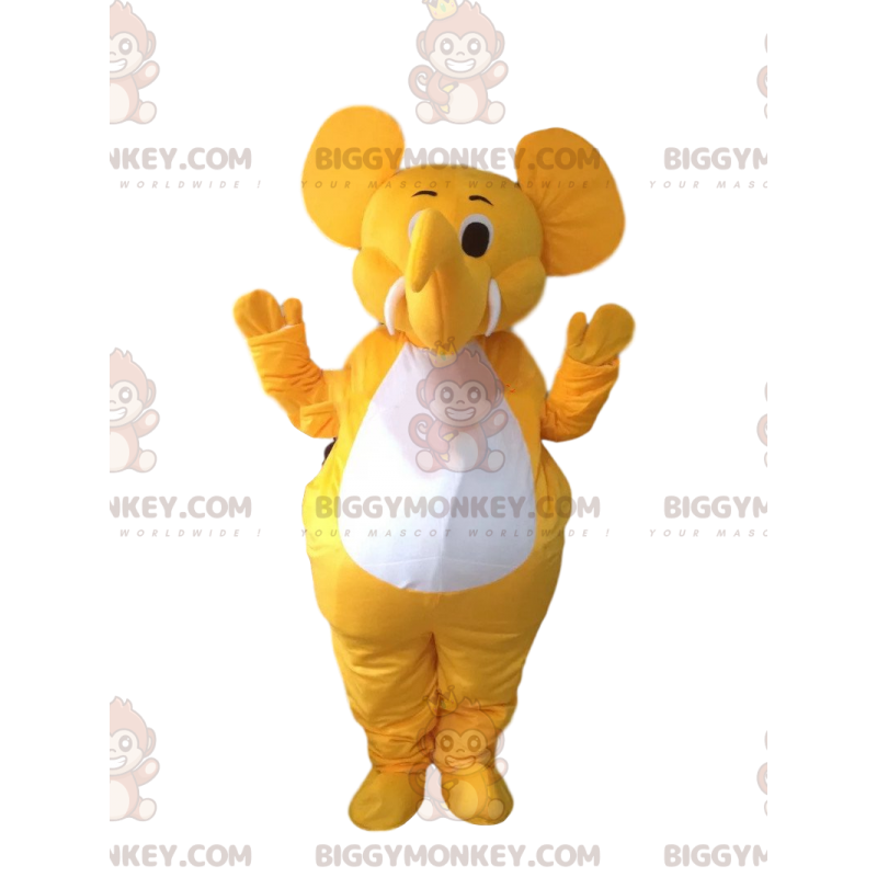 BIGGYMONKEY™ maskot kostume af gul og hvid elefant, baby