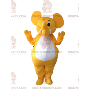 BIGGYMONKEY™ maskot kostume af gul og hvid elefant, baby