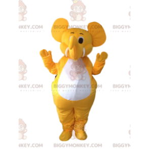 Costume de mascotte BIGGYMONKEY™ d'éléphant jaune et blanc