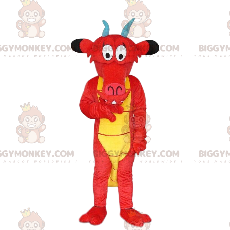 Kostým maskota BIGGYMONKEY™ Mushu, slavného červeného draka z