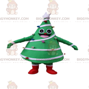 Feestelijk versierde groene boom BIGGYMONKEY™ mascottekostuum