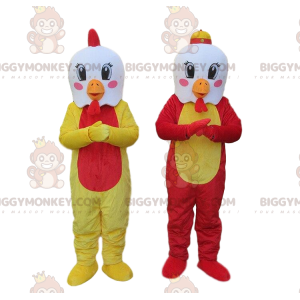 mascotte BIGGYMONKEY™ de poulets blancs aux corps colorés