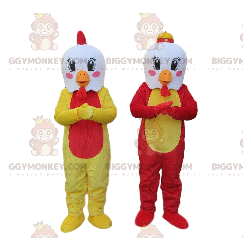 mascot BIGGYMONKEY™s white chickens with colorful bodies