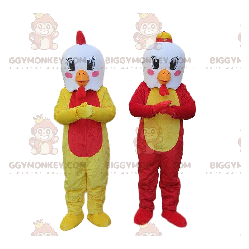 mascota BIGGYMONKEY™s pollos blancos con cuerpos coloridos