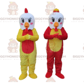 mascotte BIGGYMONKEY's witte kippen met kleurrijke lichamen