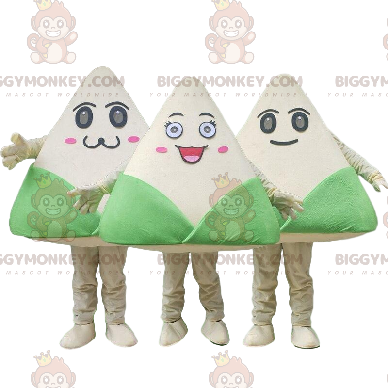 3 mascottes BIGGYMONKEY™ de Zongzi, costumes de plats