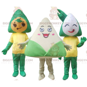3 mascotte Zongzi BIGGYMONKEY™, costumi alimentari tradizionali