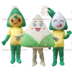 3 mascottes BIGGYMONKEY™ de Zongzi, costumes de plats