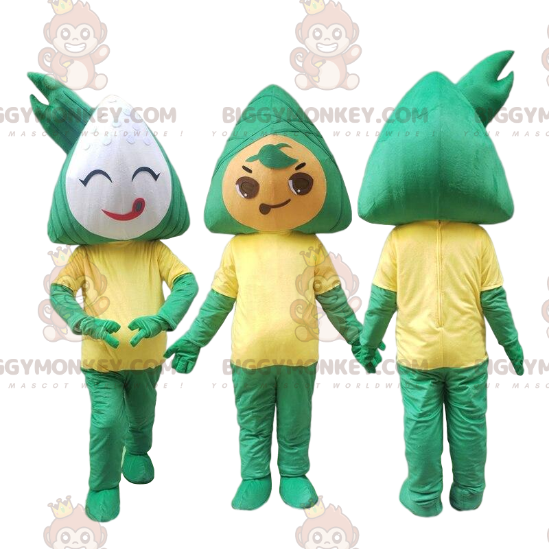 2 mascota de Zongzi BIGGYMONKEY™s, trajes tradicionales de