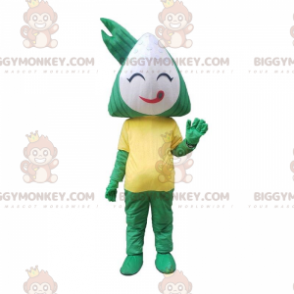 Zongzi's BIGGYMONKEY™ mascottekostuum, wit, groen en geel