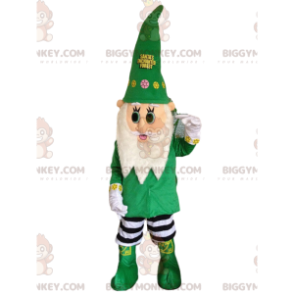 Grøn og hvid julealver BIGGYMONKEY™ maskotkostume