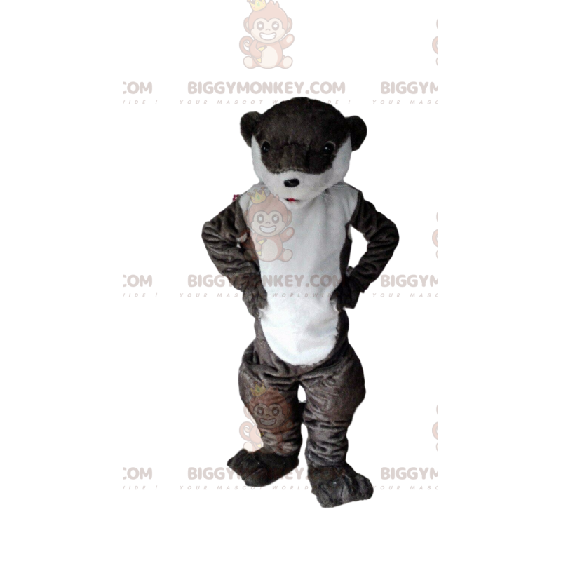 Costume de mascotte BIGGYMONKEY™ de loutre marron et blanche