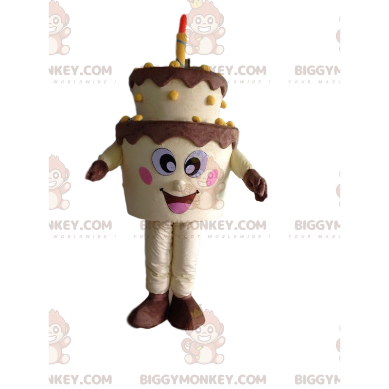 Beige Wedding Cake mascot costume character dressed with a Rash Guard and  Caps - Mascot Costumes - Redbrokoly.com Sizes L (175-180CM)
